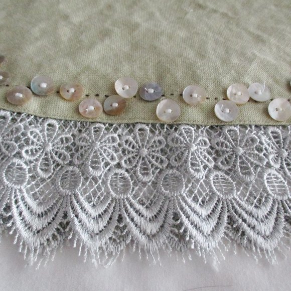 APRIL CORNELL Celery Green Linen/Cotton Embellished Skirt - Picture 4 of 5